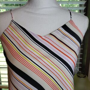 The Limited Orange Striped Cami Tank Top Womens XS Lined V-Neck Summer Blouse